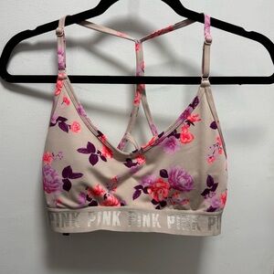 PINK Victoria's Secret Floral Sports Bra - Pink and Purple